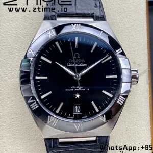 OMEGA Constellation Blue Ceramic SS VSF 1:1 Best Edition Black Dial on Black Gummy Strap A8900 Super Clone - Super Clone Watch | 1:1 Best Version