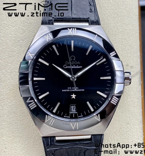 OMEGA Constellation Blue Ceramic SS VSF 1:1 Best Edition Black Dial on Black Gummy Strap A8900 Super Clone - Super Clone Watch | 1:1 Best Version
