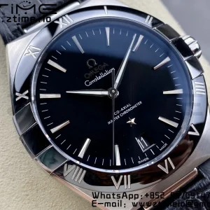 OMEGA Constellation Blue Ceramic SS VSF 1:1 Best Edition Black Dial on Black Gummy Strap A8900 Super Clone - Super Clone Watch | 1:1 Best Version