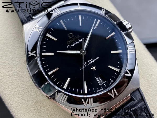 OMEGA Constellation Blue Ceramic SS VSF 1:1 Best Edition Black Dial on Black Gummy Strap A8900 Super Clone - Super Clone Watch | 1:1 Best Version