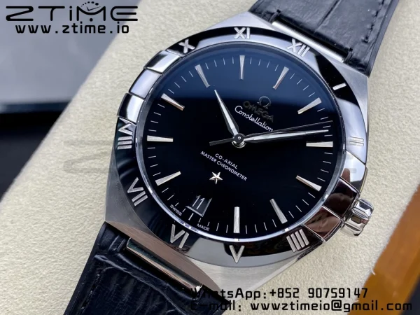 OMEGA Constellation Blue Ceramic SS VSF 1:1 Best Edition Black Dial on Black Gummy Strap A8900 Super Clone - Super Clone Watch | 1:1 Best Version