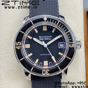 Blancpain Fifty Fathoms 5008B Barakuda SS 1:1 GSF Best Edition Black Dial on Black Rubber Strap A1151 - Super Clone Watch | 1:1 Best Version