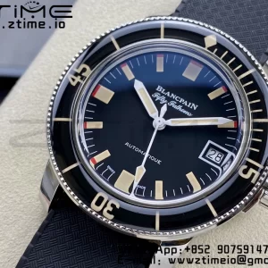 Blancpain Fifty Fathoms 5008B Barakuda SS 1:1 GSF Best Edition Black Dial on Black Rubber Strap A1151 - Super Clone Watch | 1:1 Best Version