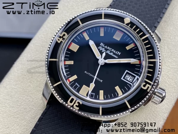 Blancpain Fifty Fathoms 5008B Barakuda SS 1:1 GSF Best Edition Black Dial on Black Rubber Strap A1151 - Super Clone Watch | 1:1 Best Version