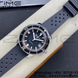 Blancpain Fifty Fathoms 5008B Barakuda SS 1:1 GSF Best Edition Black Dial on Black Rubber Strap A1151 - Super Clone Watch | 1:1 Best Version
