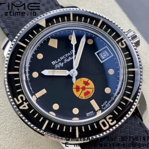 Blancpain Fifty Fathoms 5008D No Rad SS 1:1 GSF Best Edition Black Dial on Black Rubber Strap A1151 - Super Clone Watch | 1:1 Best Version