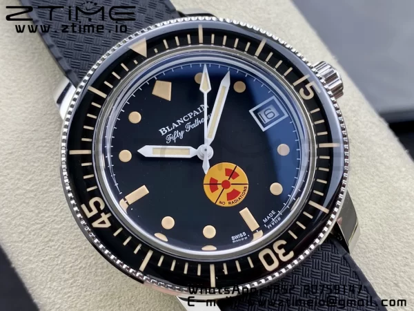 Blancpain Fifty Fathoms 5008D No Rad SS 1:1 GSF Best Edition Black Dial on Black Rubber Strap A1151 - Super Clone Watch | 1:1 Best Version