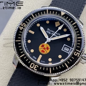 Blancpain Fifty Fathoms 5008D No Rad SS 1:1 GSF Best Edition Black Dial on Black Rubber Strap A1151 - Super Clone Watch | 1:1 Best Version
