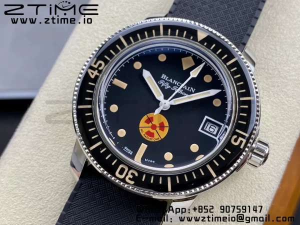 Blancpain Fifty Fathoms 5008D No Rad SS 1:1 GSF Best Edition Black Dial on Black Rubber Strap A1151 - Super Clone Watch | 1:1 Best Version