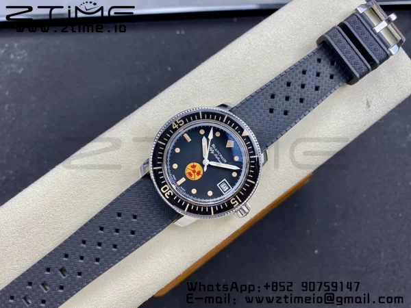 Blancpain Fifty Fathoms 5008D No Rad SS 1:1 GSF Best Edition Black Dial on Black Rubber Strap A1151 - Super Clone Watch | 1:1 Best Version