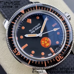 Blancpain Fifty Fathoms 5008E No Rad Only Watch SS 1:1 GSF Best Edition Black Dial on Black Rubber Strap A1151 - Super Clone Watch | 1:1 Best Version