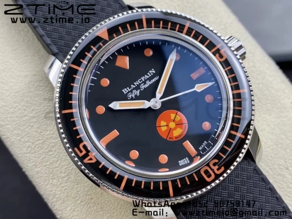 Blancpain Fifty Fathoms 5008E No Rad Only Watch SS 1:1 GSF Best Edition Black Dial on Black Rubber Strap A1151 - Super Clone Watch | 1:1 Best Version