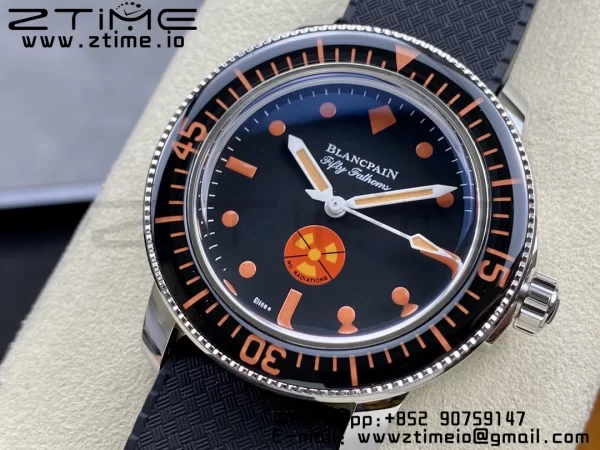 Blancpain Fifty Fathoms 5008E No Rad Only Watch SS 1:1 GSF Best Edition Black Dial on Black Rubber Strap A1151 - Super Clone Watch | 1:1 Best Version