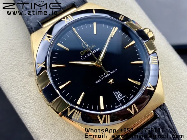 OMEGA Constellation Black Ceramic RG VSF 1:1 Best Edition Black Dial on Black Gummy Strap A8900 Super Clone - Super Clone Watch | 1:1 Best Version