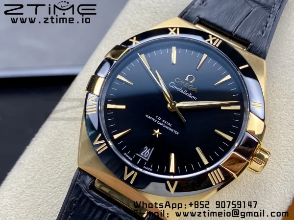 OMEGA Constellation Black Ceramic RG VSF 1:1 Best Edition Black Dial on Black Gummy Strap A8900 Super Clone - Super Clone Watch | 1:1 Best Version