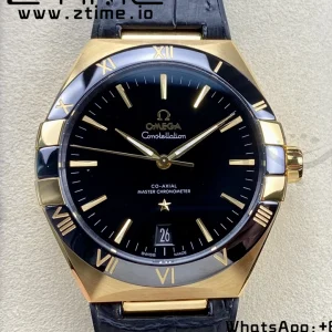OMEGA Constellation Black Ceramic RG VSF 1:1 Best Edition Black Dial on Black Gummy Strap A8900 Super Clone - Super Clone Watch | 1:1 Best Version