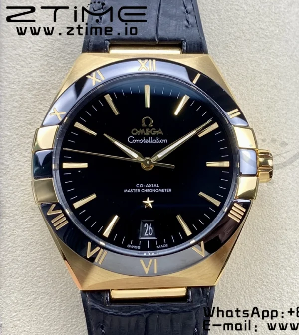 OMEGA Constellation Black Ceramic RG VSF 1:1 Best Edition Black Dial on Black Gummy Strap A8900 Super Clone - Super Clone Watch | 1:1 Best Version