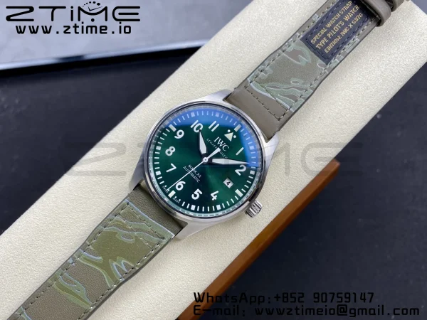 IWC Mark Mark XX  IW328205 SS M+F 1:1 Best Edition Green Dial on Camouflage Leather Strap A35111 - Super Clone Watch | 1:1 Best Version