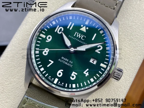 IWC Mark Mark XX  IW328205 SS M+F 1:1 Best Edition Green Dial on Camouflage Leather Strap A35111 - Super Clone Watch | 1:1 Best Version