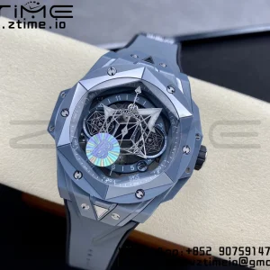HUBLOT Big Bang Sang Bleu 418.FX.8007.RX.MXM21 Gray Ceramic BBF Best Edition Gray Dial on Gray Rubber Strap A1240 - Super Clone Watch | 1:1 Best Version