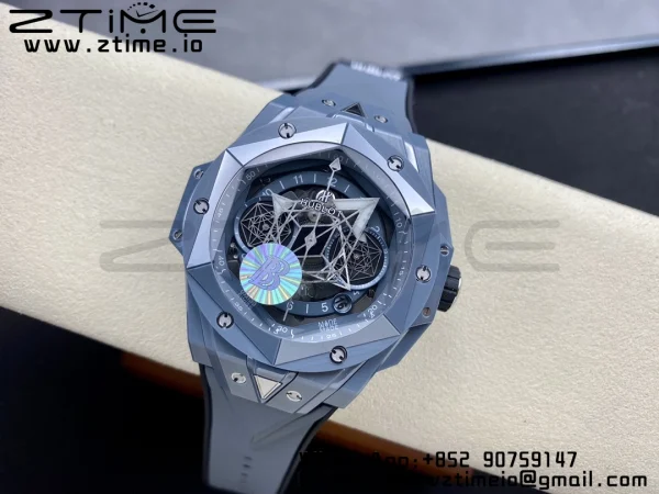 HUBLOT Big Bang Sang Bleu 418.FX.8007.RX.MXM21 Gray Ceramic BBF Best Edition Gray Dial on Gray Rubber Strap A1240 - Super Clone Watch | 1:1 Best Version