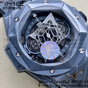 HUBLOT Big Bang Sang Bleu 418.FX.8007.RX.MXM21 Gray Ceramic BBF Best Edition Gray Dial on Gray Rubber Strap A1240 - Super Clone Watch | 1:1 Best Version