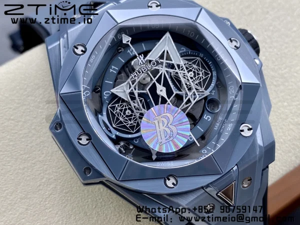 HUBLOT Big Bang Sang Bleu 418.FX.8007.RX.MXM21 Gray Ceramic BBF Best Edition Gray Dial on Gray Rubber Strap A1240 - Super Clone Watch | 1:1 Best Version