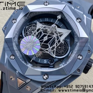 HUBLOT Big Bang Sang Bleu 418.FX.8007.RX.MXM21 Gray Ceramic BBF Best Edition Gray Dial on Gray Rubber Strap A1240 - Super Clone Watch | 1:1 Best Version