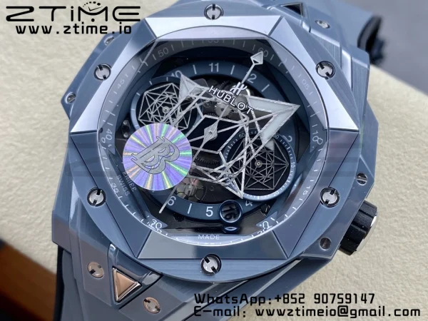 HUBLOT Big Bang Sang Bleu 418.FX.8007.RX.MXM21 Gray Ceramic BBF Best Edition Gray Dial on Gray Rubber Strap A1240 - Super Clone Watch | 1:1 Best Version