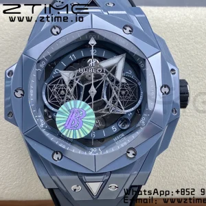 HUBLOT Big Bang Sang Bleu 418.FX.8007.RX.MXM21 Gray Ceramic BBF Best Edition Gray Dial on Gray Rubber Strap A1240 - Super Clone Watch | 1:1 Best Version