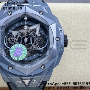 HUBLOT Big Bang Sang Bleu 418.FX.8007.RX.MXM21 Gray Ceramic BBF Best Edition Gray Dial on Gray Rubber Strap A1240 - Super Clone Watch | 1:1 Best Version