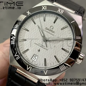 OMEGA  Constellation White Ceramic SS VSF 1:1 Best Edition White Dial on Black Gummy Strap A8900 Super Clone - Super Clone Watch | 1:1 Best Version