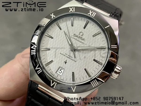 OMEGA  Constellation White Ceramic SS VSF 1:1 Best Edition White Dial on Black Gummy Strap A8900 Super Clone - Super Clone Watch | 1:1 Best Version