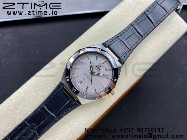 OMEGA Constellation Black Ceramic SS/RG VSF 1:1 Best Edition White Dial on Black Gummy Strap A8900 Super Clone - Super Clone Watch | 1:1 Best Version
