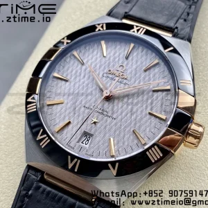 OMEGA Constellation Black Ceramic SS/RG VSF 1:1 Best Edition White Dial on Black Gummy Strap A8900 Super Clone - Super Clone Watch | 1:1 Best Version