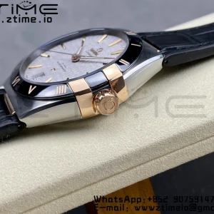 OMEGA Constellation Black Ceramic SS/RG VSF 1:1 Best Edition White Dial on Black Gummy Strap A8900 Super Clone - Super Clone Watch | 1:1 Best Version