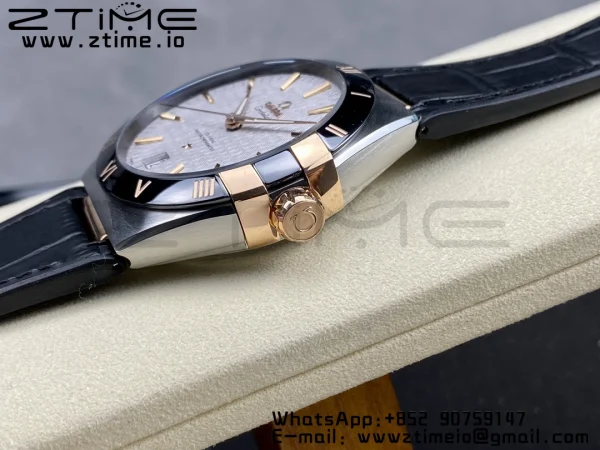 OMEGA Constellation Black Ceramic SS/RG VSF 1:1 Best Edition White Dial on Black Gummy Strap A8900 Super Clone - Super Clone Watch | 1:1 Best Version