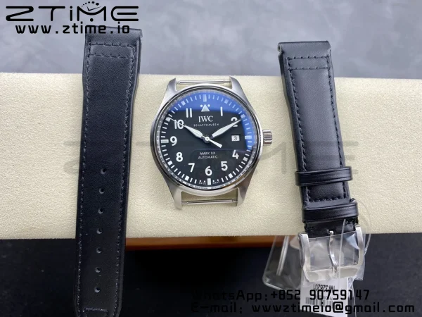 IWC Mark Mark XX  IW328201 SS M+F 1:1 Best Edition Black Dial on Black Leather Strap A35111 - Super Clone Watch | 1:1 Best Version