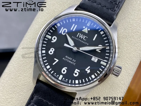 IWC Mark Mark XX  IW328201 SS M+F 1:1 Best Edition Black Dial on Black Leather Strap A35111 - Super Clone Watch | 1:1 Best Version