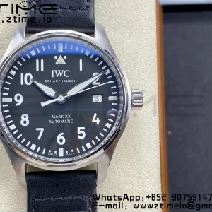 IWC Mark Mark XX  IW328201 SS M+F 1:1 Best Edition Black Dial on Black Leather Strap A35111 - Super Clone Watch | 1:1 Best Version