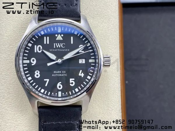 IWC Mark Mark XX  IW328201 SS M+F 1:1 Best Edition Black Dial on Black Leather Strap A35111 - Super Clone Watch | 1:1 Best Version