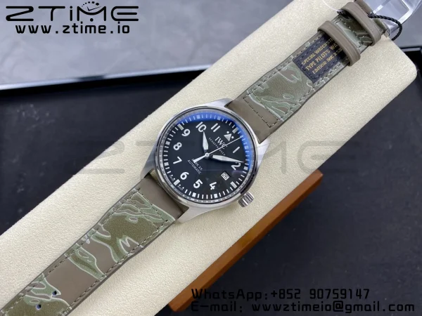 IWC Mark Mark XX  IW328201 SS M+F 1:1 Best Edition Black Dial on Camouflage Leather Strap A35111 - Super Clone Watch | 1:1 Best Version