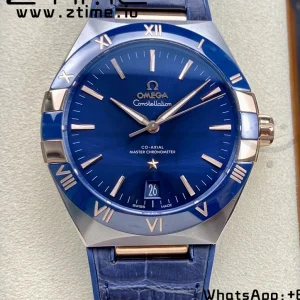 OMEGA Constellation Blue Ceramic SS VSF 1:1 Best Edition Blue Dial on Blue Gummy Strap A8900 Super Clone - Super Clone Watch | 1:1 Best Version