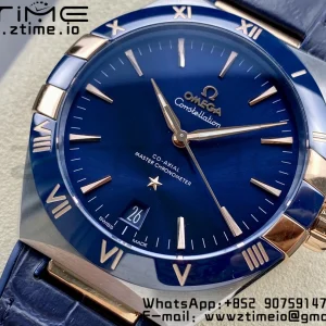 OMEGA Constellation Blue Ceramic SS VSF 1:1 Best Edition Blue Dial on Blue Gummy Strap A8900 Super Clone - Super Clone Watch | 1:1 Best Version