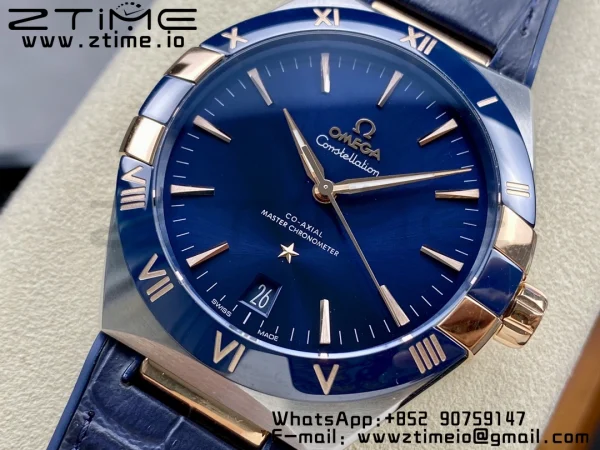 OMEGA Constellation Blue Ceramic SS VSF 1:1 Best Edition Blue Dial on Blue Gummy Strap A8900 Super Clone - Super Clone Watch | 1:1 Best Version