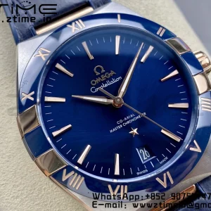 OMEGA Constellation Blue Ceramic SS VSF 1:1 Best Edition Blue Dial on Blue Gummy Strap A8900 Super Clone - Super Clone Watch | 1:1 Best Version
