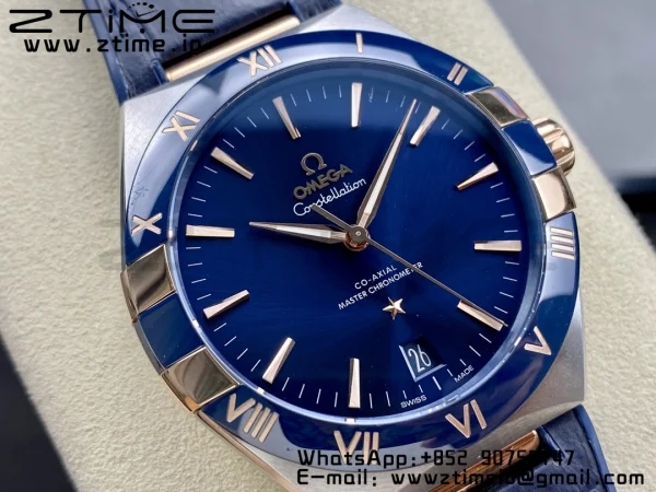 OMEGA Constellation Blue Ceramic SS VSF 1:1 Best Edition Blue Dial on Blue Gummy Strap A8900 Super Clone - Super Clone Watch | 1:1 Best Version