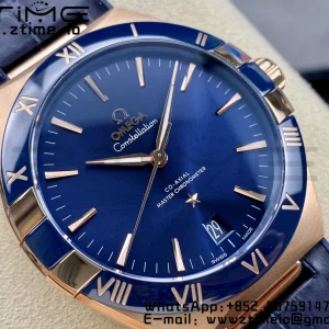 OMEGA Constellation Black Ceramic RG VSF 1:1 Best Edition Blue Dial on Blue Gummy Strap A8900 Super Clone - Super Clone Watch | 1:1 Best Version