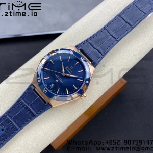OMEGA Constellation Black Ceramic RG VSF 1:1 Best Edition Blue Dial on Blue Gummy Strap A8900 Super Clone - Super Clone Watch | 1:1 Best Version