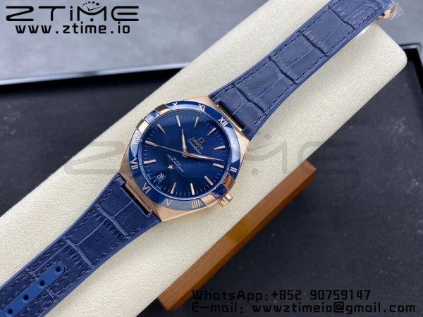 OMEGA Constellation Black Ceramic RG VSF 1:1 Best Edition Blue Dial on Blue Gummy Strap A8900 Super Clone - Super Clone Watch | 1:1 Best Version